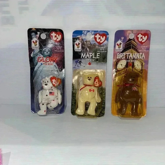 McDonald's TY Beanie Babies 3 Maple, Britannia, & Glory. Rare New in Box - Picture 15 of 15